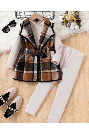 ست بالاتنه و پائین تنه بژ بچه گانه بافت Yavrumsa - کد 882558803