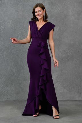 لباس بنفش زنانه بافتنی vuvutasarım - کد 763827844