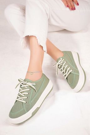کفش اسنیکر سبز زنانه بند دار LANDSHOES - کد 882552827