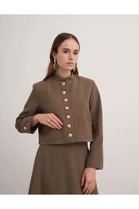 ست بالاتنه و پائین تنه خاکی زنانه رگولار Line - کد 882583429