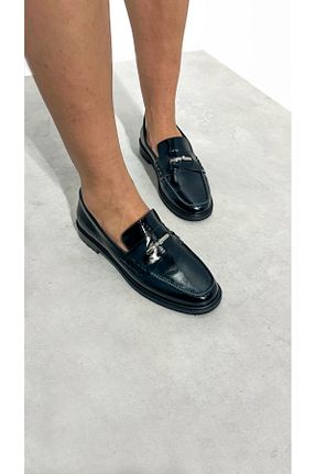 کفش لوفر مشکی زنانه چرم خالص SİBA SHOES - کد 882718774
