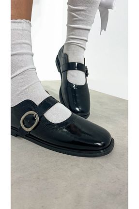 کفش لوفر مشکی زنانه چرم خالص SİBA SHOES - کد 882718063