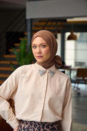 شال قهوه ای زنانه İpekhan - کد 817276171