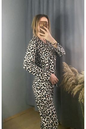 ست لباس راحتی قهوه ای زنانه پلنگی Lady - کد 882647966