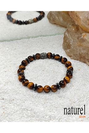 دستبند جواهر قهوه ای زنانه سنگ طبیعی Naturel Tılsım - کد 373380598