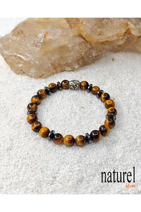 دستبند جواهر قهوه ای زنانه سنگ طبیعی Naturel Tılsım - کد 373380598