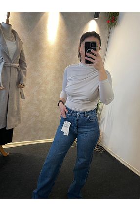 شلوار جین آبی زنانه پاچه اسپانیولی ÖZGEKEBENÇ - کد 882684273