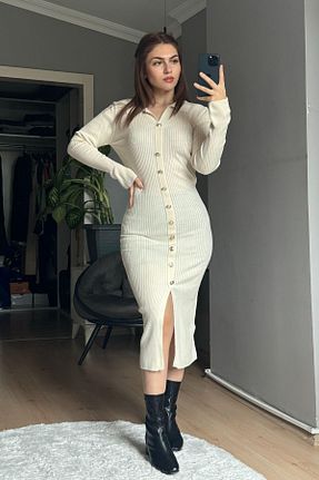 لباس بژ زنانه تریکو Genel Markalar - کد 883214068
