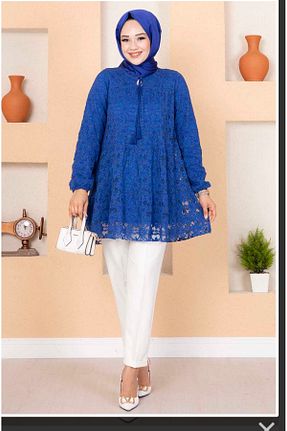 تونیک حجاب آبی زنانه اورسایز moda civinx - کد 882746810
