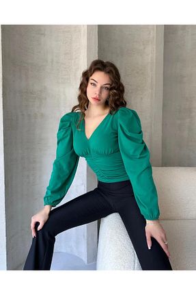 بلوز سبز زنانه رگولار Markahit - کد 882759781