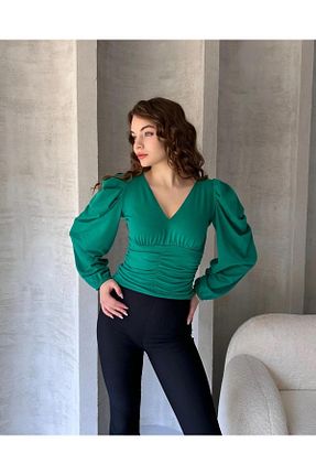 بلوز سبز زنانه رگولار Markahit - کد 882759781