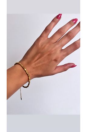 دستبند استیل (فولاد) طلائی زنانه استیل (فولاد) NAİFTAKIAKSESUAR - کد 841673036