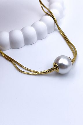 گردنبند استیل ( فولاد ) زرد زنانه استیل ضد زنگ Radino Collection - کد 873705398