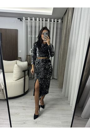 ست بالاتنه و پائین تنه طوسی زنانه بافتنی caddstore - کد 882801893