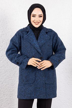 پالتو پشمی سرمه ای زنانه Relaxed Tesettür Dünyası - کد 882822521