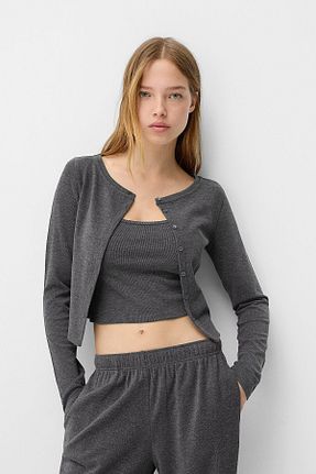 پلیور طوسی زنانه ساده Bershka - کد 883462081