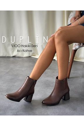بوت / نیم بوت قهوه ای زنانه چرم خالص Zuum - کد 882845387