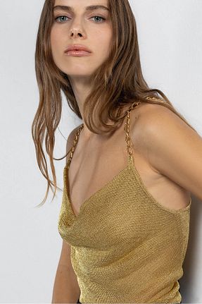 بلوز طلائی زنانه ساده boneqa barcelona - کد 882864890