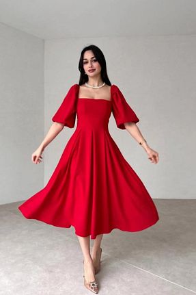 لباس قرمز زنانه کرپ Deafox - کد 855547949