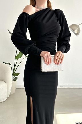 لباس مشکی زنانه کرپ Deafox - کد 767849491