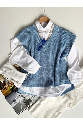 سوئیتر حجاب آبی زنانه رگولار moda mh - کد 882888164