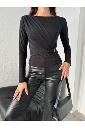 بلوز مشکی زنانه ساده LUQAJ - کد 882902617