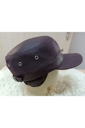 کلاه زرشکی زنانه چرم خالص hoaryage - کد 882899341