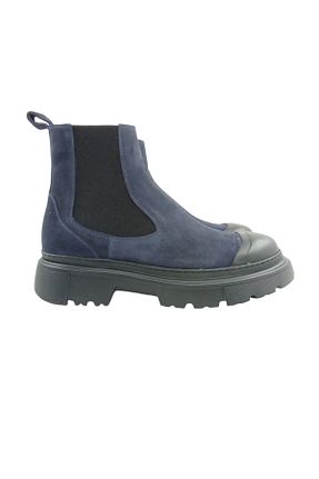 بوت / نیم بوت سرمه ای زنانه چرم خالص Oneka Shoes - کد 863418356