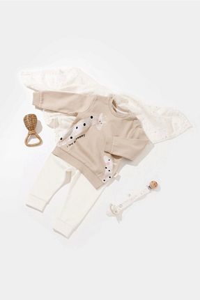 ست نوزادی قهوه ای بچه گانه پنبه ای BabyCosy - کد 641071741