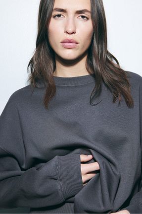 سوئیشرت طوسی زنانه ساده H&M - کد 868752466