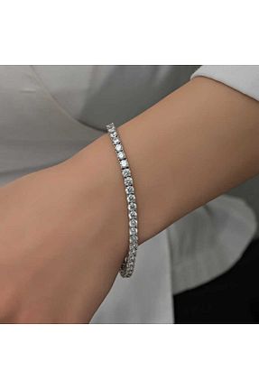 دستبند نقره طوسی زنانه 925 عیار Genel Markalar - کد 784422187