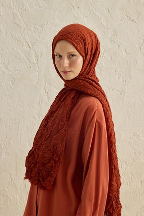 شال نارنجی زنانه پنبه ای Qef - کد 844766142