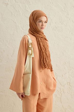 شال نارنجی زنانه پنبه ای Qef - کد 844766136