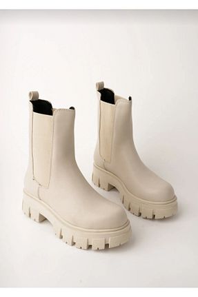 بوت / نیم بوت بژ زنانه چرم مصنوعی Karanshoes - کد 788440737