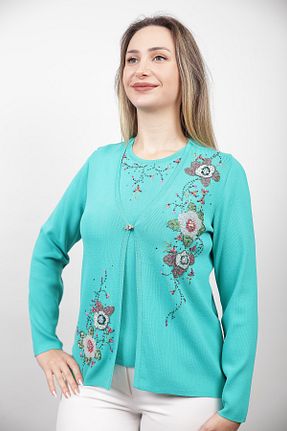 بلوز فیروزه ای زنانه ساده Sude - کد 883592396