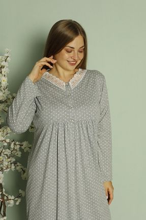 لباس شب سایز بزرگ طوسی زنانه Puantiyeli ERDENİZ TEKSTİL - کد 883192330