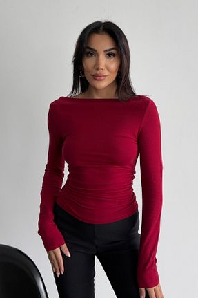بلوز زرشکی زنانه ساده Bipantolon - کد 883139200