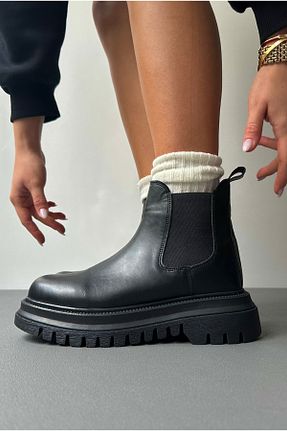 بوت / نیم بوت مشکی زنانه چرم مصنوعی Mupa Shoes - کد 883229316