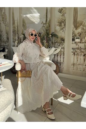 ست بالاتنه و پائین تنه حجاب بژ زنانه رگولار PİNK FLY - کد 846689971