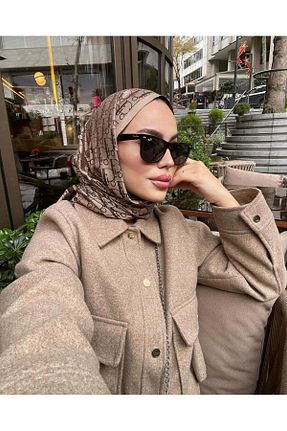 شال قهوه ای زنانه پنبه ای Oxygen Scarfs - کد 883178516