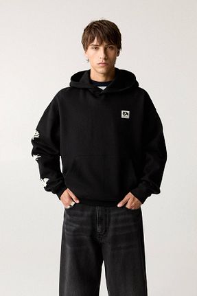 سوئیشرت مشکی مردانه چاپی Pull & Bear - کد 883228398