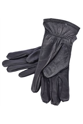 دستکش مشکی مردانه چرم خالص KAMİL GİYİM - کد 883230417
