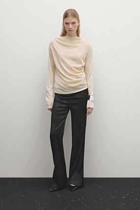 تیشرت بژ زنانه رگولار Massimo Dutti - کد 883239319