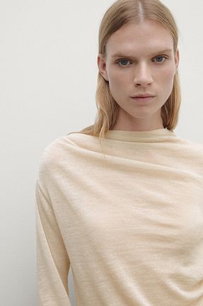 تیشرت بژ زنانه رگولار Massimo Dutti - کد 883239319