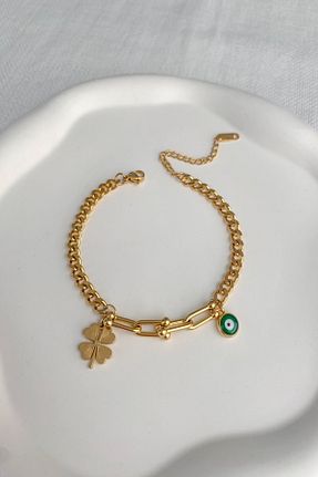 دستبند استیل (فولاد) طلائی زنانه استیل (فولاد) DEMOKAN - کد 883265425