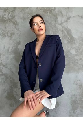 کت بلیزر سرمه ای زنانه Double Face nikamoda - کد 883220808
