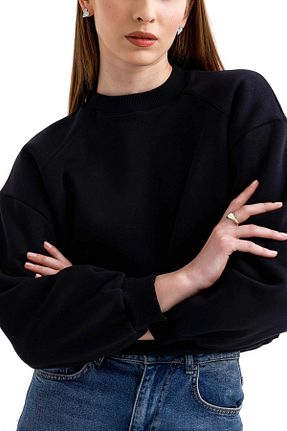 سوئیشرت مشکی زنانه ساده DIVINE - کد 883275496