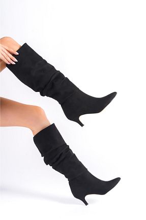 چکمه مشکی زنانه چرم مصنوعی Derin Shoes - کد 764824609