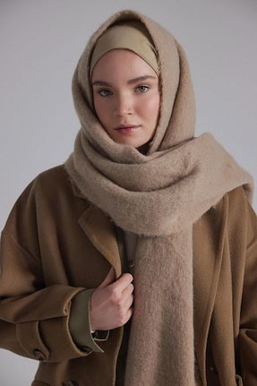 پالتو پشمی حجاب قهوه ای رگولار Tuğba - کد 883301601