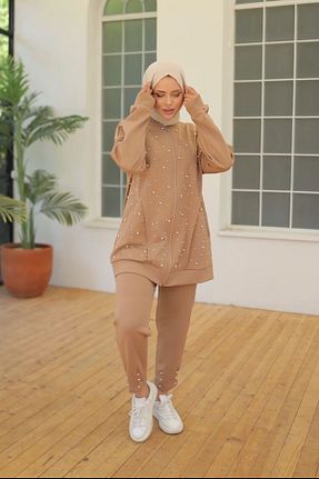 ست بالاتنه و پائین تنه حجاب بژ زنانه Relaxed HİFADEN - کد 883304552